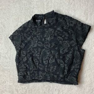 Bebe Black Floral Crop Top Size Large